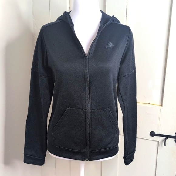 Adidas Small Black Climawarm Zip Up Hoodie Sweatshirt - Picture 1 of 10